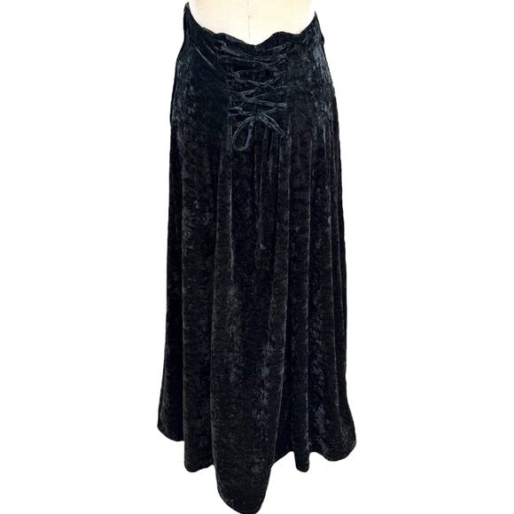 Vintage Fredrick’s Of Hollywood Whimsygoth Velvet Lace Up Midi Skirt - Picture 7 of 9
